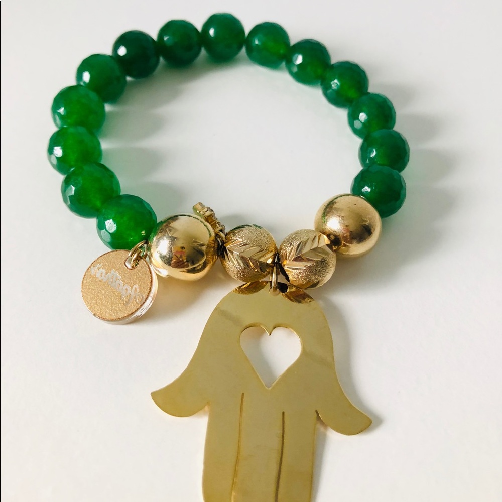 Stretch bracelet with agate stone and gold